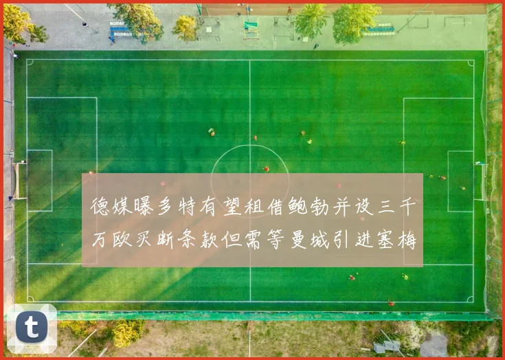 德媒曝多特有望租借鲍勃并设三千万欧买断条款但需等曼城引进塞梅尼奥